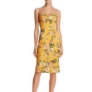 Black Halo Mustard Floral Midi Dress